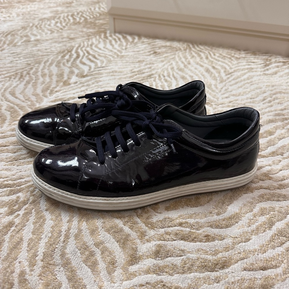 FERRAGAMO Patent Leather NAVY Sneakers